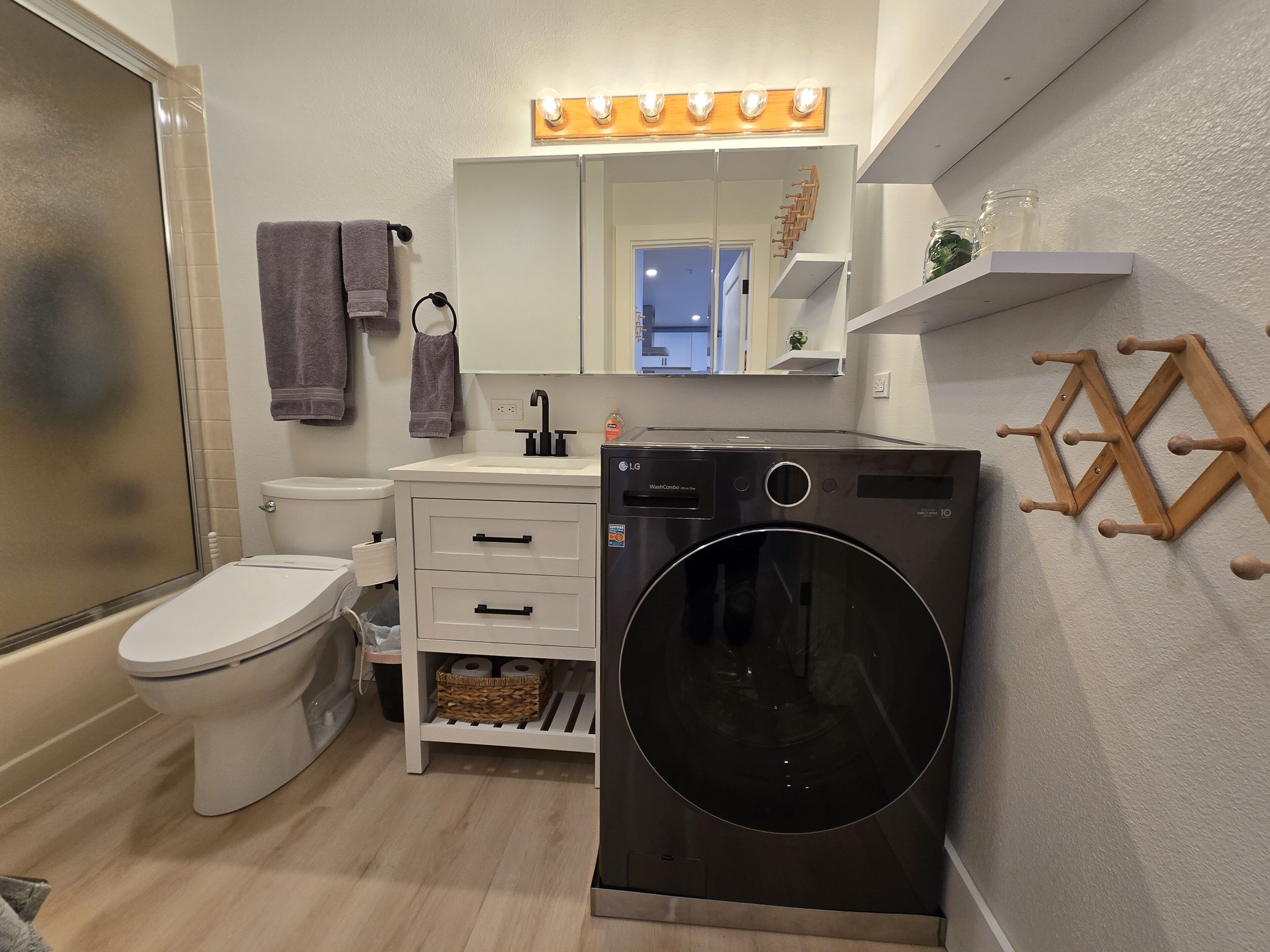Hair dryer, towels