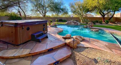 Resort like backyard w/ Heated pool. Home Theater