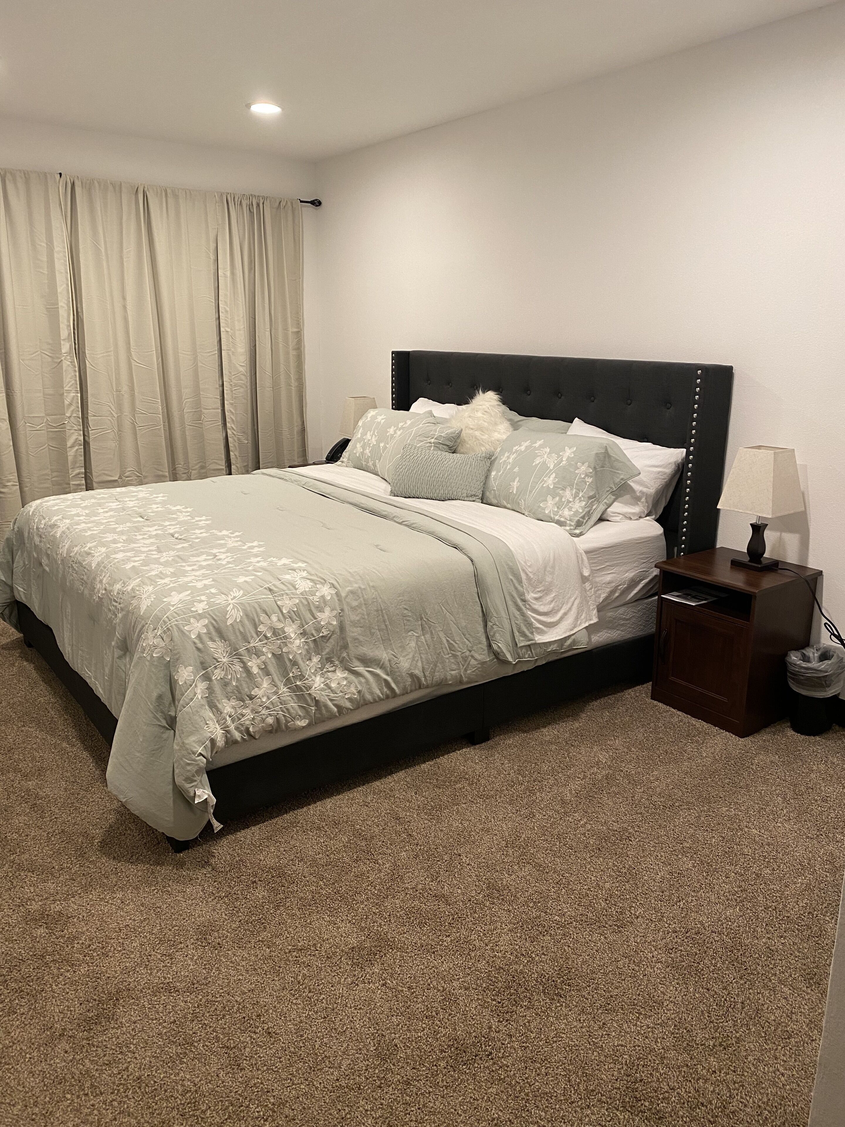 Premium bedding, blackout drapes, free WiFi, bed sheets