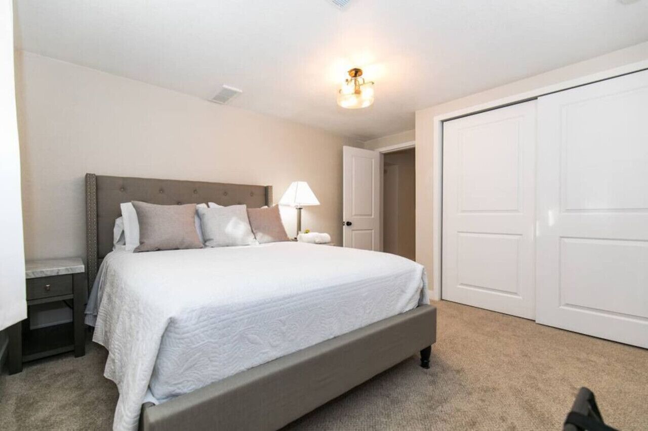 2 bedrooms, desk, blackout drapes, iron/ironing board