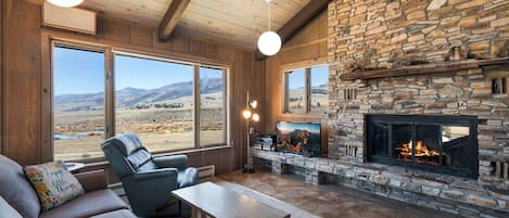 TV, fireplace