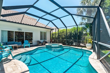 A heated pool. Gated Community, Open Floor Plan, Private Screened Pool
