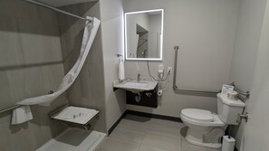 Chambre, 1 grand lit, accessible aux personnes à mobilité réduite, non-fumeur | Salle de bain