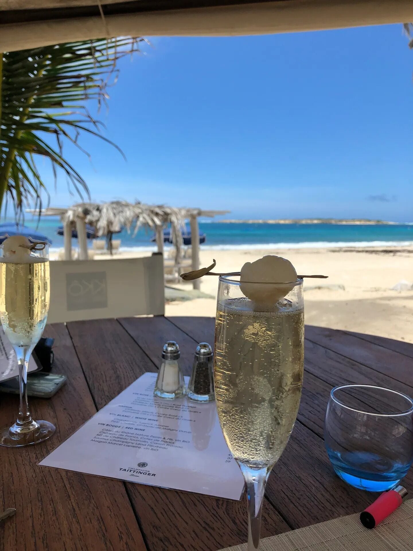 On the beach, sun-loungers, beach towels
