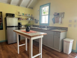 Fridge, microwave, oven, stovetop - Authentic Island Stay, Budget-Friendly Cottage, Peaceful Setting, Stunning Views (St John)