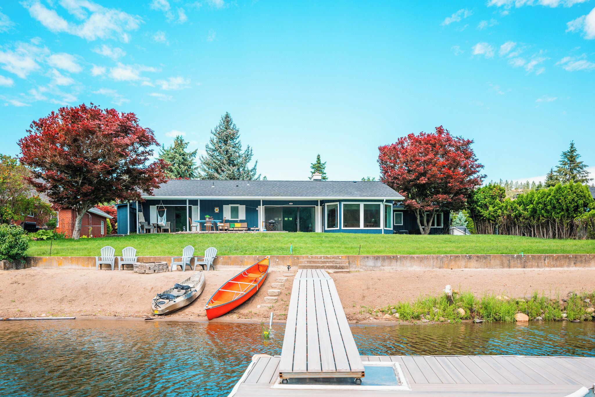 Remodeled waterfront home close to downtown, scenic trails, and national forest.