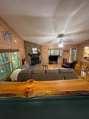 Smart TV, fireplace, video games, DVD player