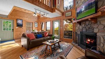 Älytelevisio, takka, videopelejä, kirjoja