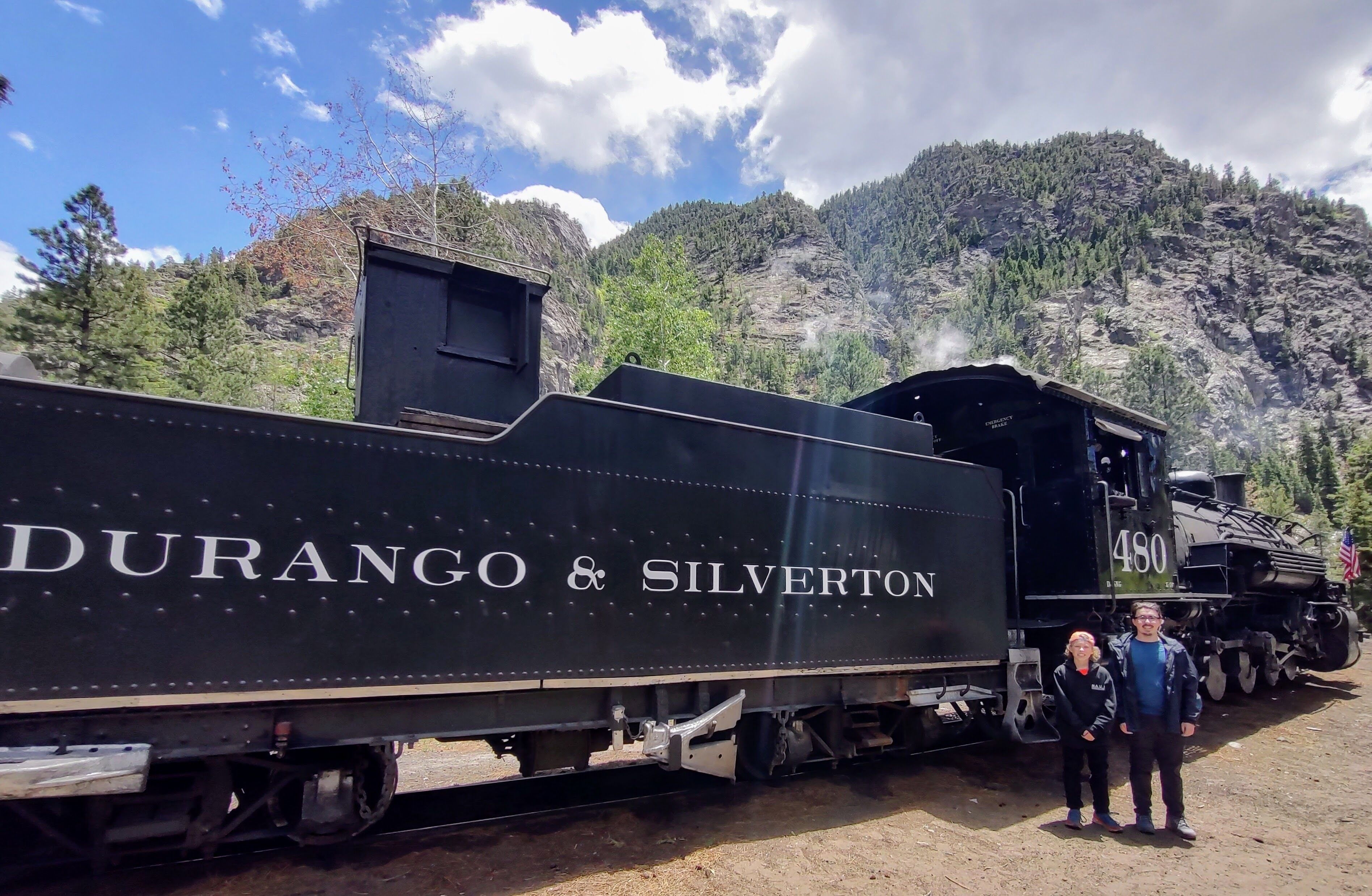 A train with "DURANGO & SILVERTON" written on its side.
