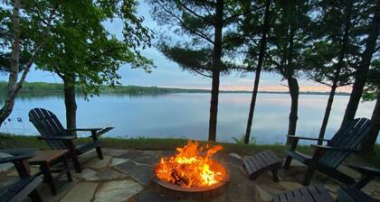 Lucky View Lodge Log Cabin on Big Butternut Lake Luck, WI 3 acre 300ft lakeshore