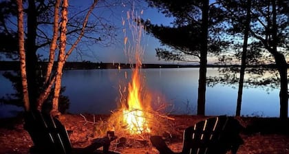 Lucky View Lodge Log Cabin on Big Butternut Lake Luck, WI 3 acre 300ft lakeshore