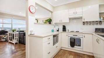 Fridge, microwave, oven, electric kettle