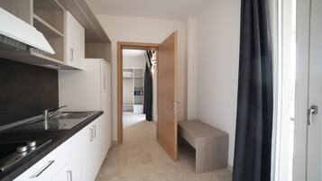 Fridge, stovetop, cookware/dishes/utensils