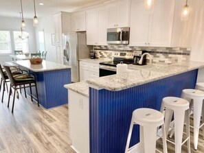 Townhome, 3 Bedrooms | Private kitchen | Fridge, oven, stovetop, coffee/tea maker - Hale Makai - Relaxing Family Vacation Just A Block From The Beach! Amazing Sunrise And Sunset Views From Four Decks! 3 Bedroom Townhouse by Redawning (Carolina Beach)