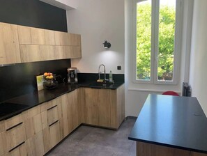 Fridge, microwave, oven, stovetop - 3-room apartment in townhouse (Annecy)
