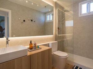 Dusche, Haartrockner, Handtücher
