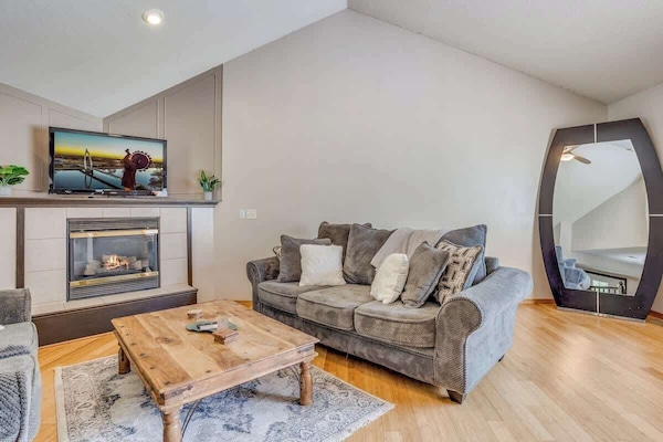Grab a blanket or two, turn on the fireplace, and cuddle up while watching something on the TV! Connected to Roku so you can stream any of your favorite shows from Netflix, Hulu, or any other channel you want!