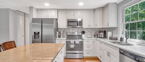 Fridge, microwave, oven, dishwasher