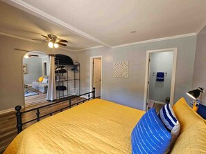 3 bedrooms, desk, iron/ironing board, travel cot