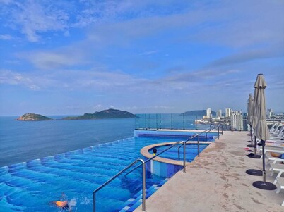 in front of the beach and boardwalk, and the best view of the sunset