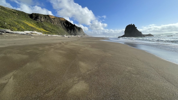 A beach with a rocky cliff and ocean waves. - River Rock Beach House, Irish Beach private access (Manchester)