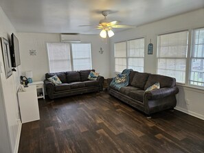 2 sleeper sofas make it so this home has 3 queen bed options