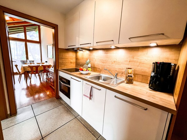Kühlschrank, Mikrowelle, Herdplatte, Geschirrspüler