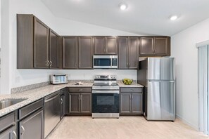 Fridge, microwave, oven, dishwasher
