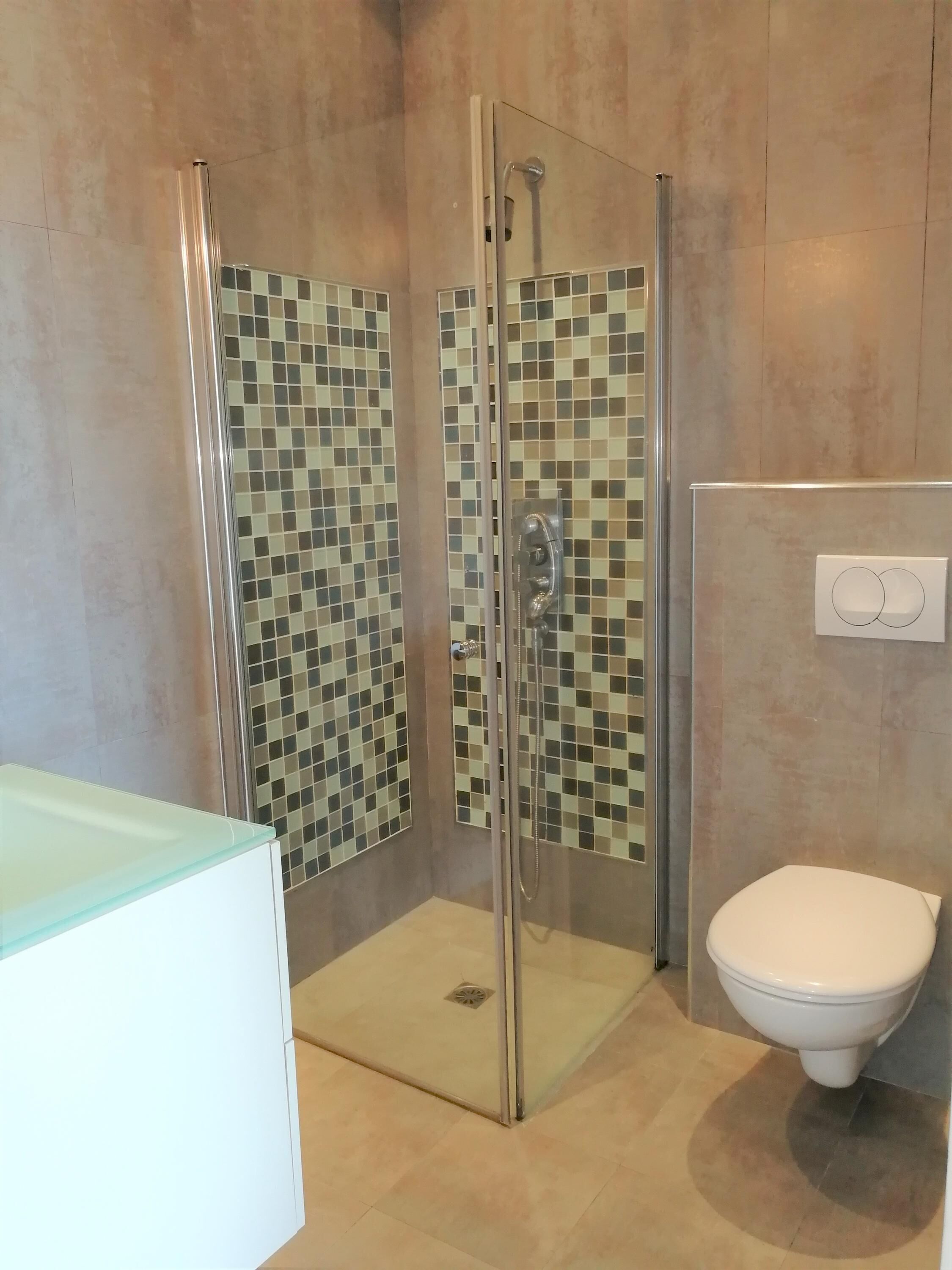 Ducha, secador de pelo y toallas