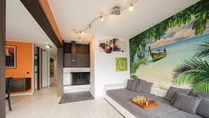 Apartament familiar, 2 dormitoris, microones (Melide On The Lake for 4) | Sala d'estar
