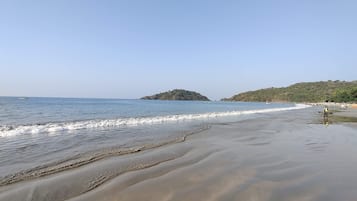 On the beach, white sand