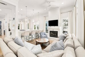 TV, fireplace - Available for Holiday Stays! Beautiful Watercolor Home! Private Pool! 6 Bikes! (Santa Rosa Beach)