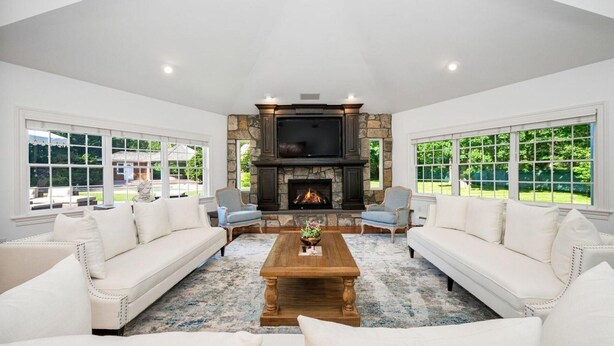 House, Multiple Beds (Seatuck Contemporary by Westhampton V) | Living room | TV, fireplace, stereo