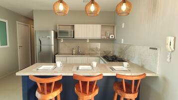 Apartment | Private kitchen | Microwave, blender, cookware/dishes/utensils, freezer