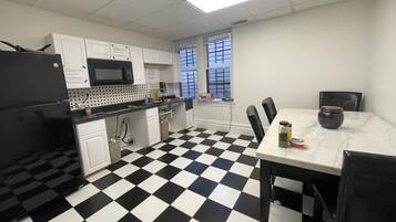 Full-size fridge, microwave, toaster, rice cooker