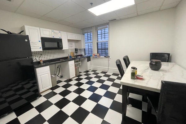 Full-size fridge, microwave, toaster, rice cooker