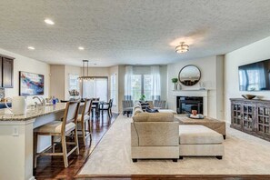 TV, fireplace, video games, offices