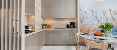 Grand Apartment, 2 Bedrooms, Sauna | Private kitchen | Fridge, oven, stovetop, dishwasher