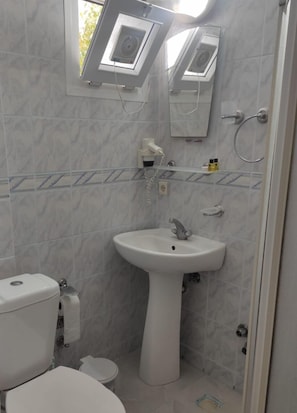 Chambre Affaires double | Salle de bain | Douche, séchoir à cheveux, pantoufles, serviettes fournies