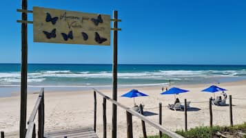 On the beach, white sand