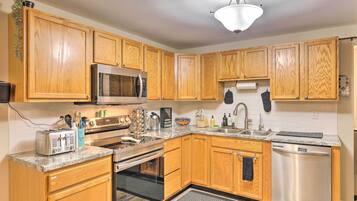 Fridge, microwave, stovetop, dishwasher