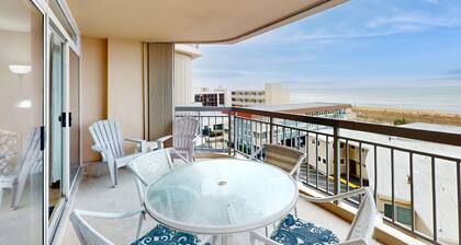 Oceanfront condo with ocean & bayside balconies, central AC, & easy beach access
