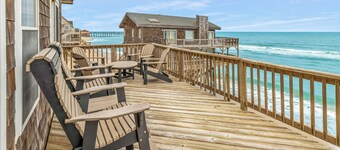 Oceanfront OBX Getaway with Hot Tub • Game Room • Epic scenery • backyard Beach!
