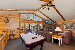 TV, fireplace