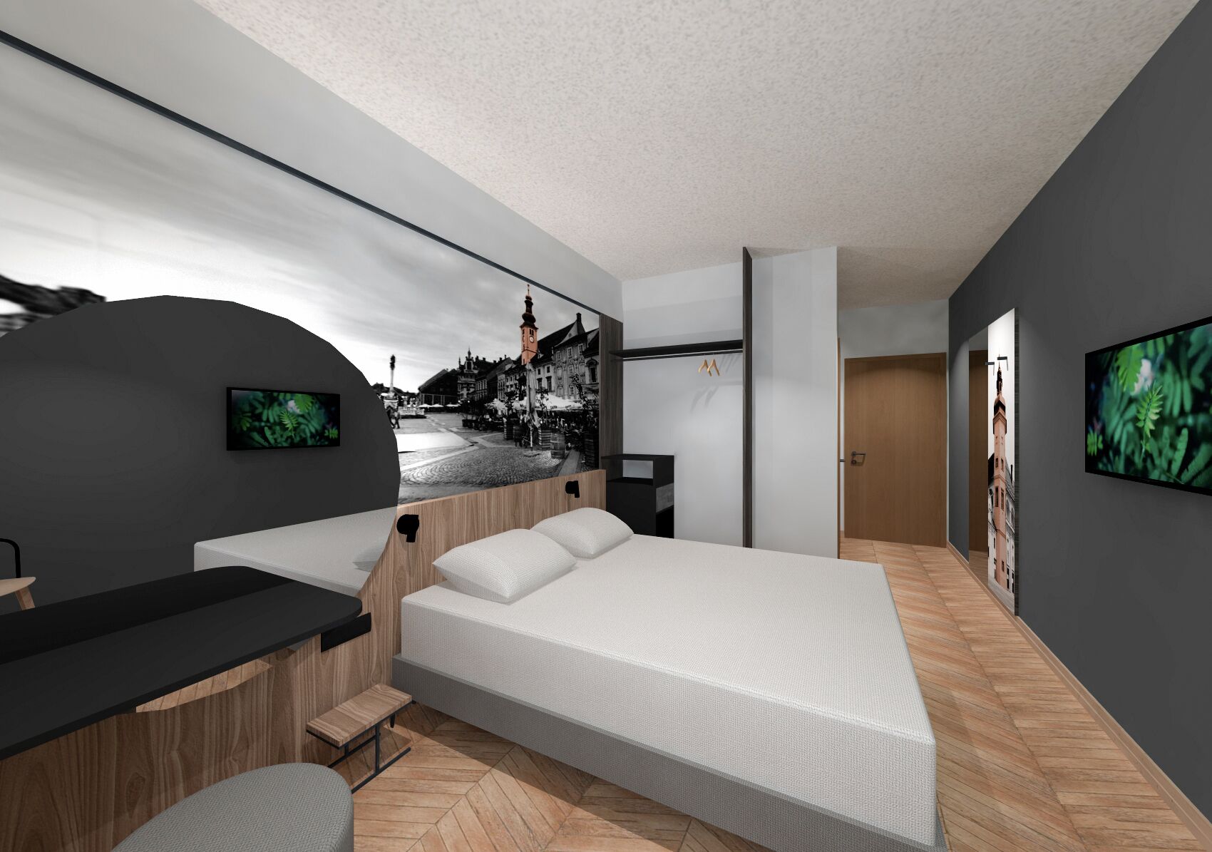 desk, free wifi, bed sheets