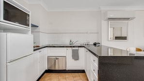 Fridge, microwave, oven, dishwasher