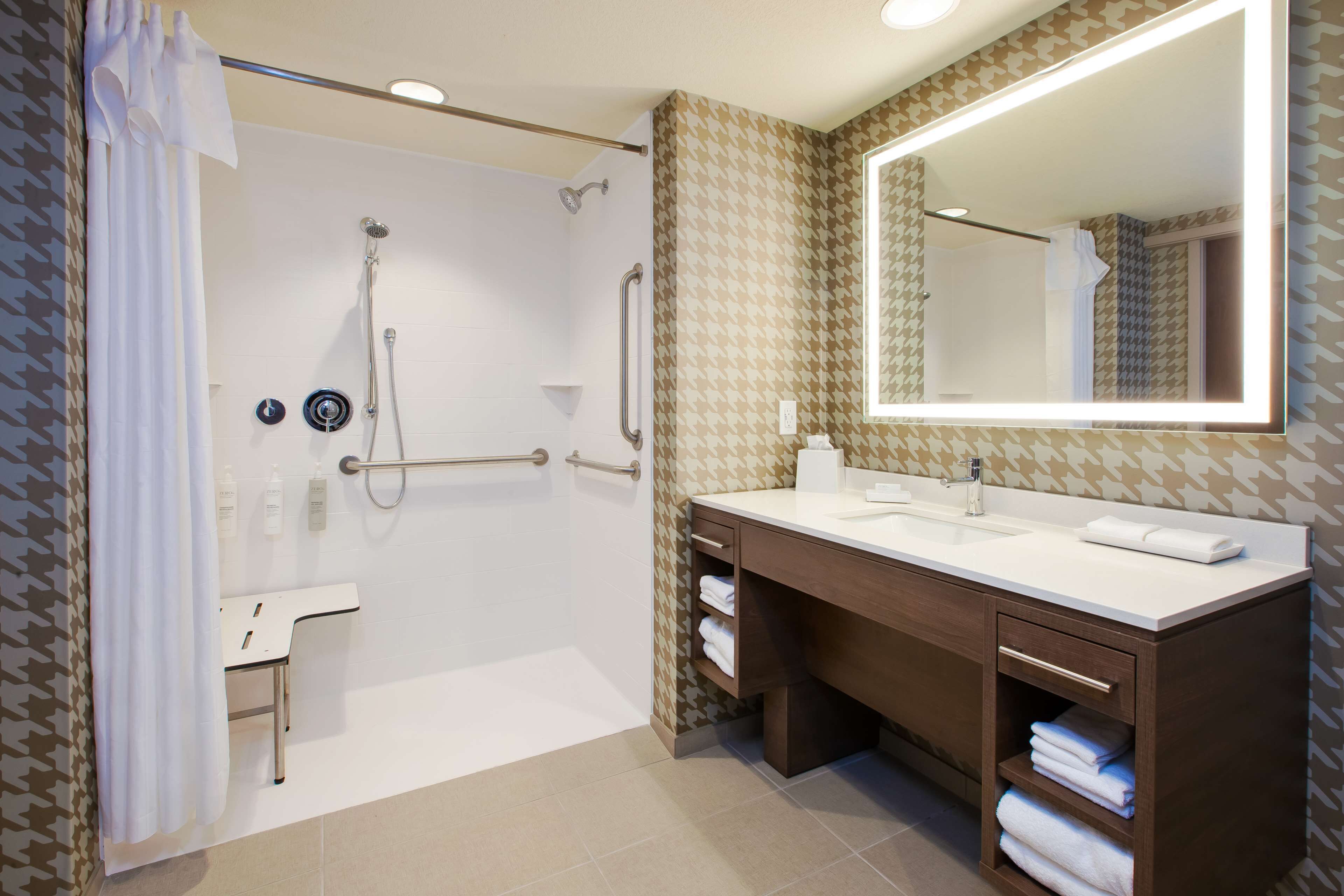 suite, 1 king bed, accessible (roll-in shower) | bathroom shower