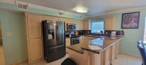 Condo, Multiple Beds, Patio, Pool View | Private kitchen | Fridge, microwave, oven, stovetop - Campeche Triplex Unit A (South Padre Island)