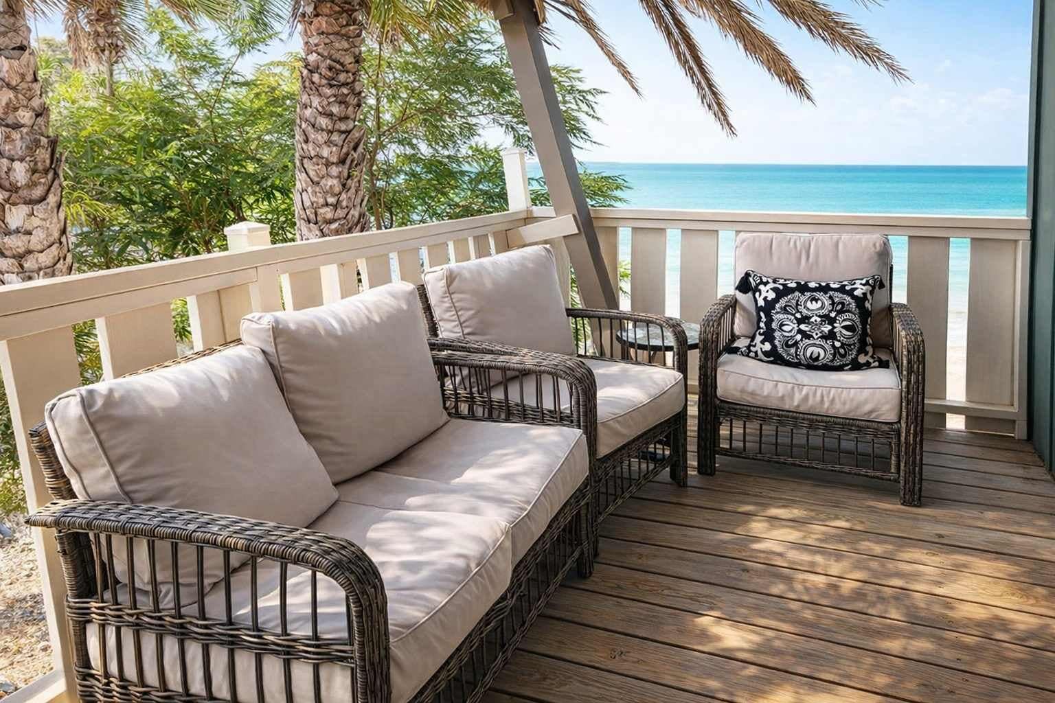 Maison, plusieurs lits, balcon, vue plage | Enceinte de l’hébergement