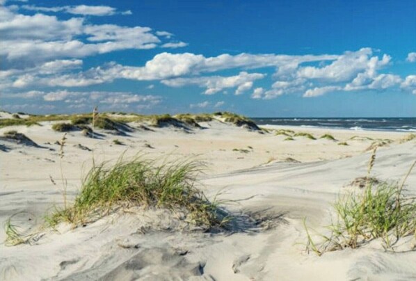 Beach nearby, sun-loungers